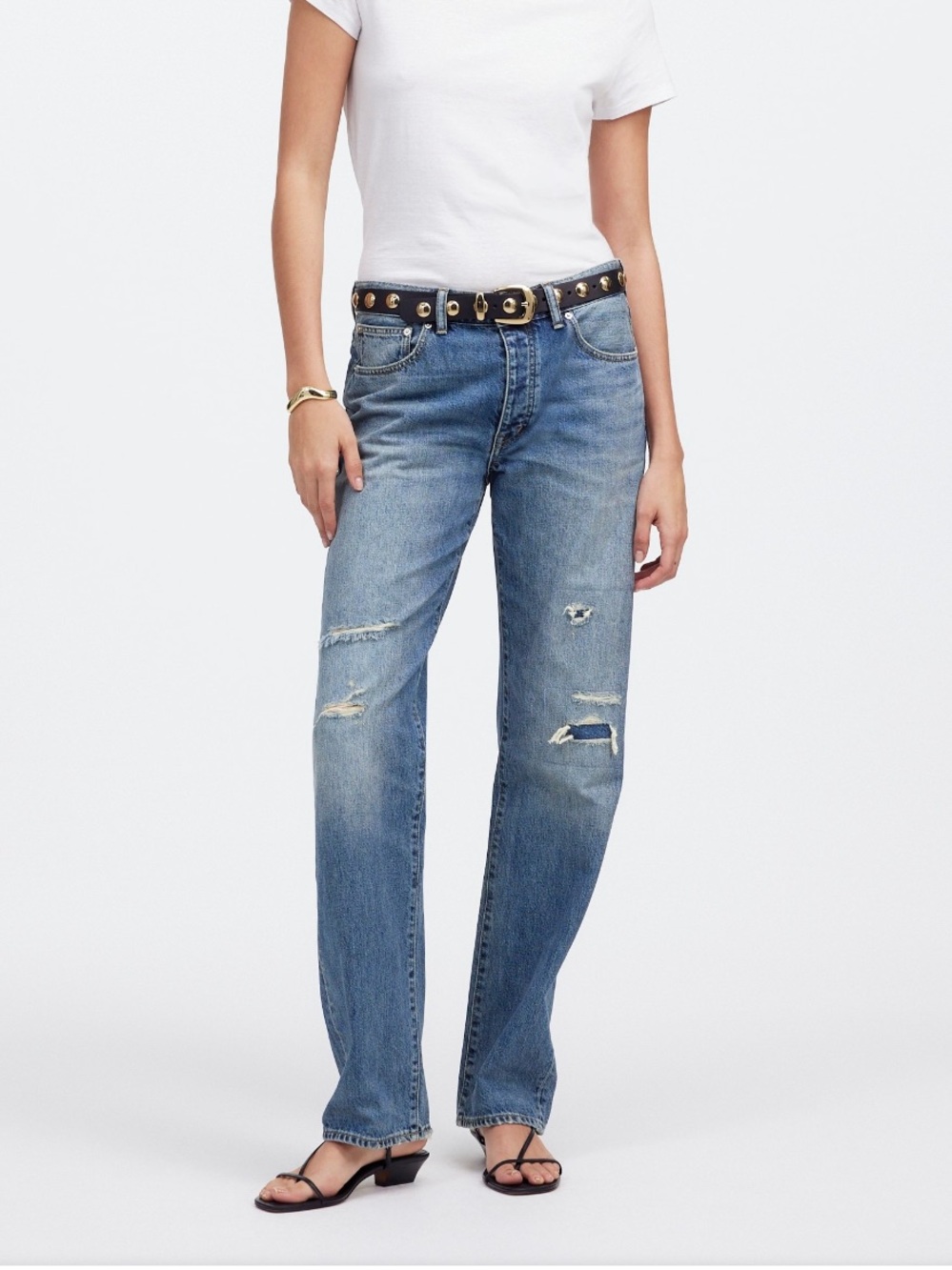 Madewell Straight-Leg Distressed Jeans in Medium Blue Wash